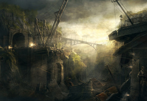 мост, сталкер, пальба, туннель, S.t.a.l.k.e.r. река, бандиты, кран, в лиманск