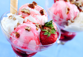 Мороженое, клубника, десерт