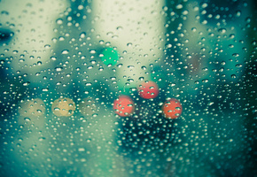 окно, дождь, стекло, капли, цвета, боке, Фото