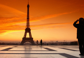 Париж, вечер, закат, небо, france, облака, paris, франция