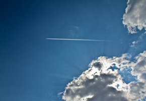 blue, ����, ����, ����, sky, clouds, �����, airplane, �������, ������