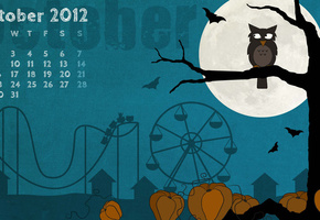 хэллоуин, октябрь, сова, календарь, october, месяц, Helloween