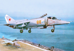 палуба, Арт, советского, взлёт, палубного, як-38, рисунок