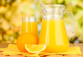 Апельсин, стол, сок, фрукты, цитрусы, кувшин, стакан