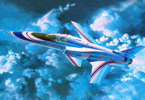самолёт, небо, grumman, с, обратной, x-29, американский, Арт