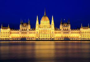 столица, здание, Венгрия, парламент, будапешт, ночь