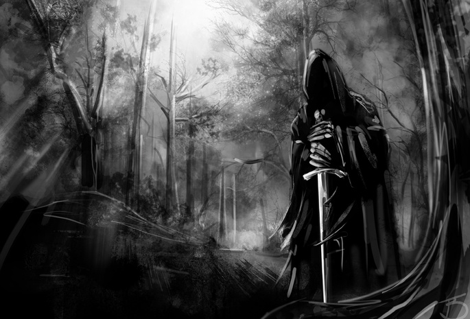 меч, ghost, forest, лес, темные обои, tree, природа, назгул, Nazgul