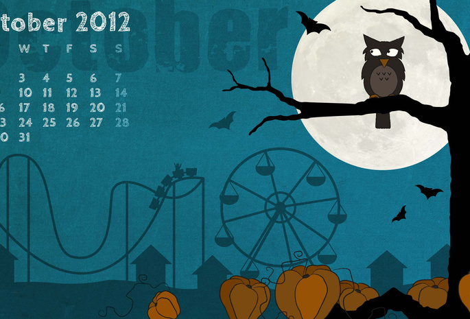 хэллоуин, октябрь, сова, календарь, october, месяц, Helloween