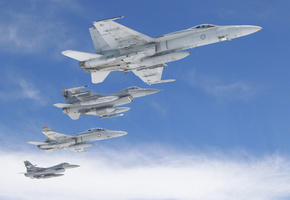 general dynamics f-16 fighting falcon, самолеты, небо, полет, Самолет