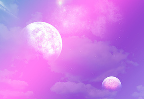 фиолетовый, Космос, планеты, звезды, пурпурный