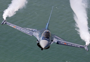 вода, belgian air force, истребитель, General dynamics f-16 fighting falcon, f-16