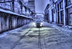 Mazda 6, следы, снег, зима