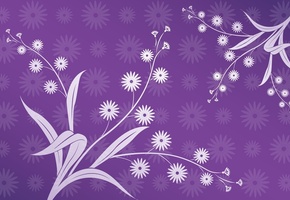 листья, фиолетовый фон, Абстракции, обои, цветы