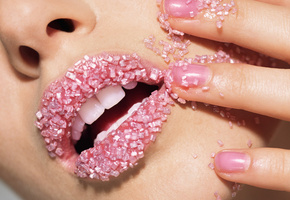 зубы, ногти, розовый, Губы, лак, сахар
