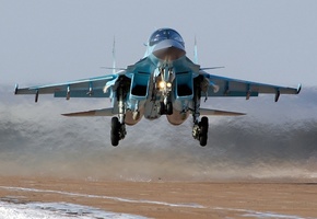 бомбардировщик, взлёт, Су-34