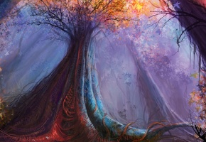 лес, by cloudminedesign, giant strongwood, Арт, деревья, цвета