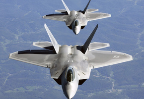 F-22, пара, самолеты, raptor